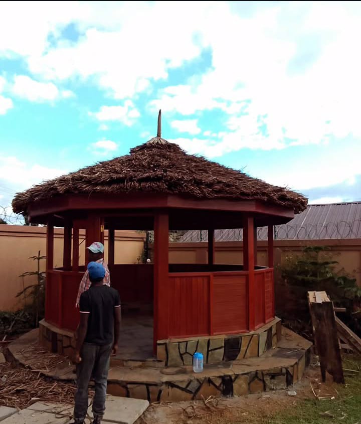 Before and after makuti roof renovation